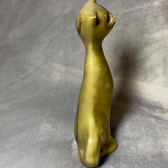 Solid Brass Mid Century Modern Cat figurine 7 inch - Picture 6 of 11
